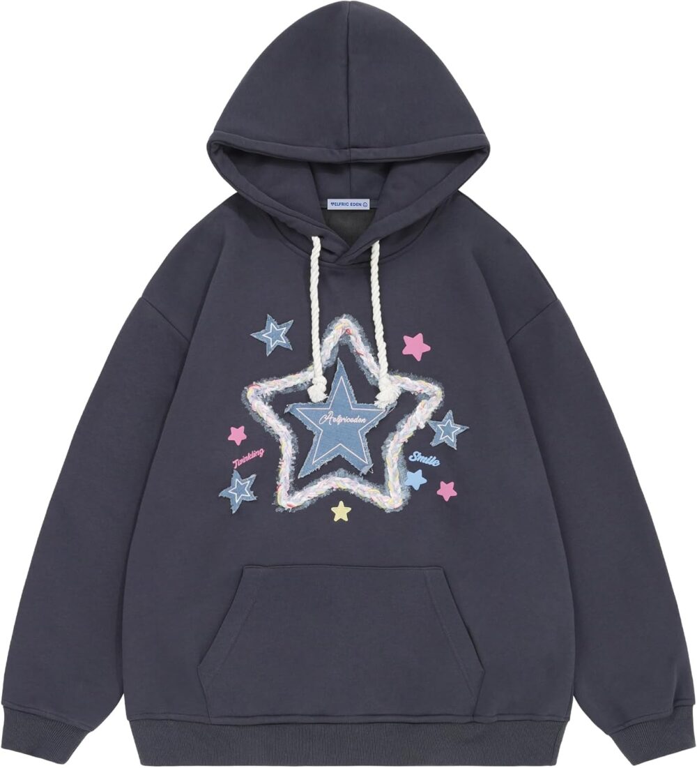 Aelfric Eden Womens Oversized Hoodies Star Graphic Fleece Hooded Streetwear Unisex Sweatshirts Pullover with Pocket - Image 27