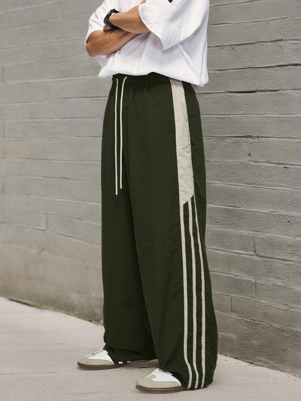 Aelfric Eden Striped Track Pants Men Parachute Pants Women Baggy Sweatpants Y2k Wide Leg Cargo Pants with Drawstring - Image 4