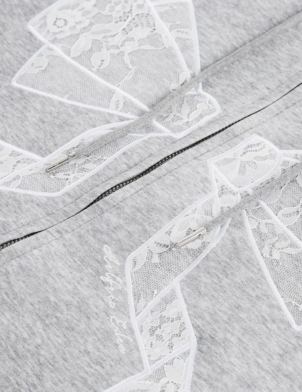Aelfric Eden Womens Zip Up Hoodies Embroidery Lace Bow Long Sleeve Sweatshirts Y2K Oversized Fall Outfits with Pocket - Image 6