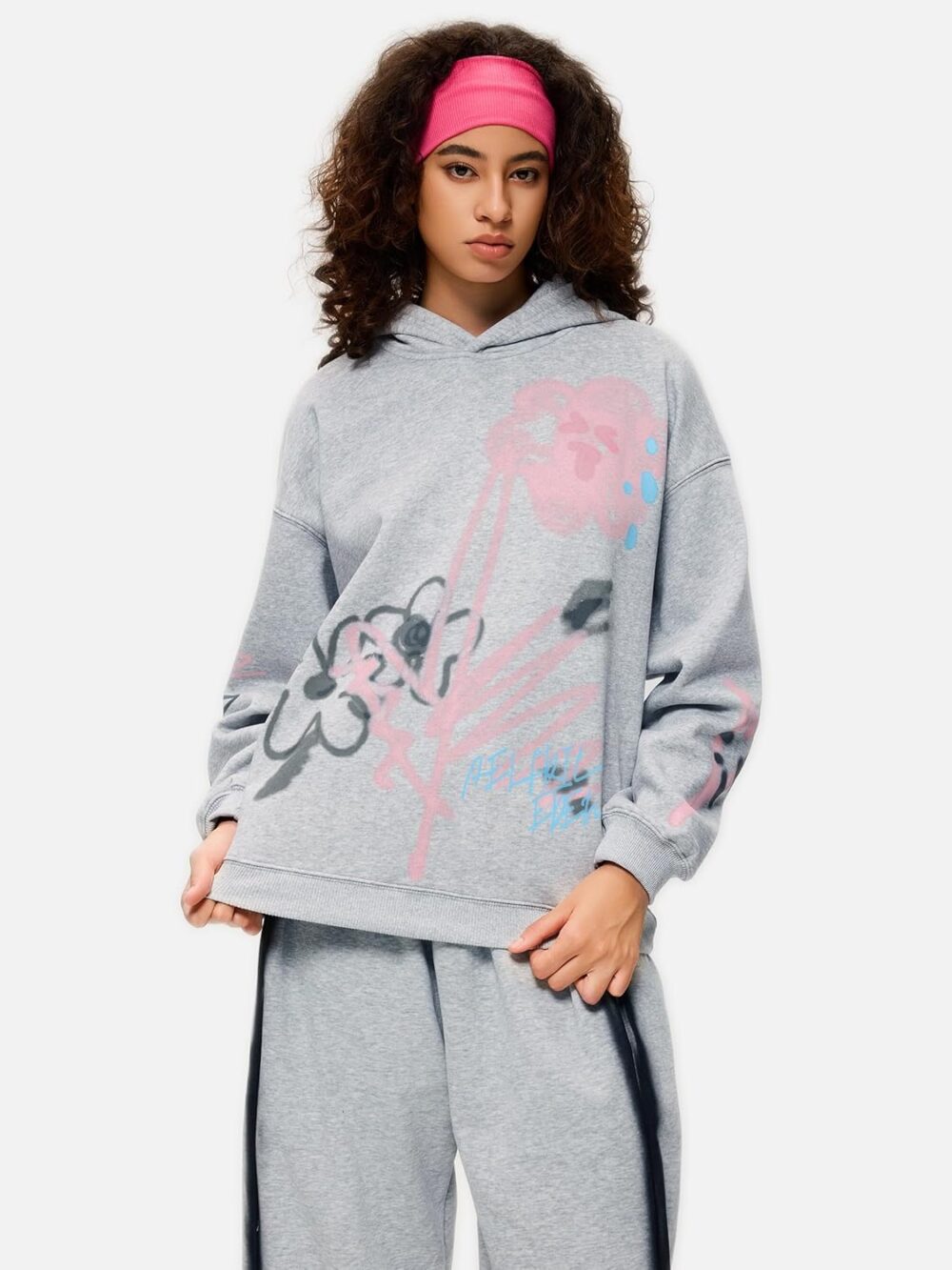 Aelfric Eden Womens Oversized Graphic Hoodies Cartoon Graffiti Print Hoodie Hooded Sweatshirt Unisex Long Sleeve Pullover - Image 3