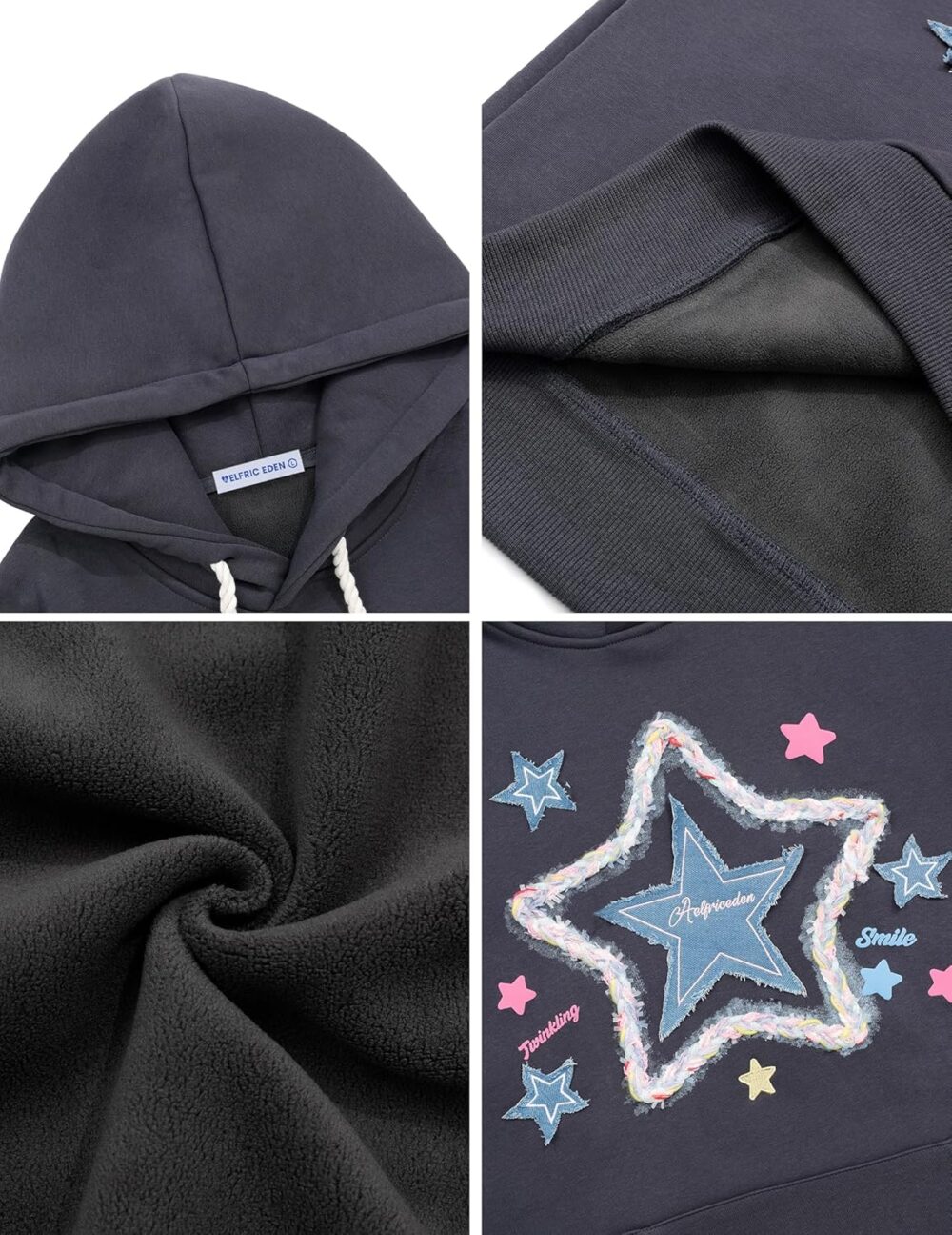 Aelfric Eden Womens Oversized Hoodies Star Graphic Fleece Hooded Streetwear Unisex Sweatshirts Pullover with Pocket - Image 32